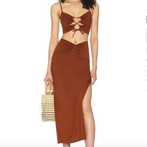 L*Space SET It's A Date Midi Top & Skirt In Coffee
